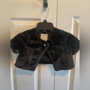 Black Faux Fur Cardigan Shrug Size XS 4 by Gymboree little girls formal cropped